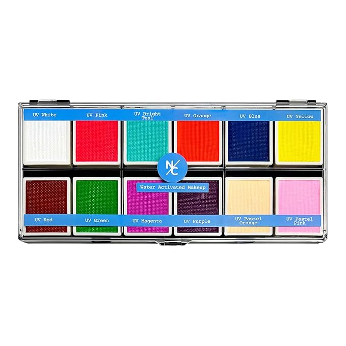 UV 12-Color Palette - Water-Activated Neon Glow Makeup