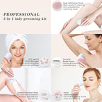 5 in 1 Electric Shaver for Women,Epilators Hair Removal for Women's Body, Electric Razor for Women Legs Public Area Bikini Trimmer, Face Scrubber, Facial Cleaning Brush Dry Wet Gift Set (Pink)