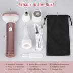 Womens Electric Razor, 4 in 1 Face Shaver for Women, Facial Hair Remover for Women, Electric Women Bikini Trimmers for Legs, Travel Razor for Eyebrow Ear Nose Hair Lip Beard Armpit, Rose Gold