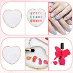 Resin Nail Art Palette, Polish Color Mixing Plate Gold Edge Nail Holder Nail Mixing Palette Mixing Tools Display Board Heart Shaped Color Makeup Foundation Cosmetic Mixing Tools (White)