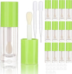COSIDEA 14pcs Empty 6ml big doe foot wand Chunky lip gloss tubes for DIY lipgloss,Pink round lipgloss containers tubes with thick wand (Green)