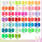 GAOY 42 Pcs Gel Nail Polish Kit, Neon Summer Bright Pink Orange Coral Green Colors Gel Nail Polish Set with Glossy & Matte Top Coat and Base Coat for Salon and DIY Manicure at Home