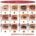 Black Cream Eyeshadow Stick, Single Shimmer Eyeshadow Pencil, Waterproof Long Lasting Eye Shadow Stick Makeup, Hypoallergenic High Pigmented Eye Highlighter Pen Create Multi-Dimensional Eyes Look 11#