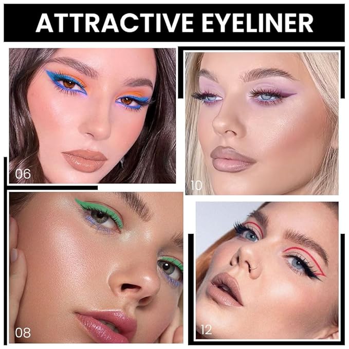 Kaely 4Pcs Light Blue Green Purple Red Gel Eyeliner Pencil,Cream Waterproof Smudge Proof Eye Liner,Halloween Makeup,Eye Black Face Paint Lipstick Crayon,Color Colorful Eyeliner Eyeshadow Stick