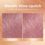 MAKI YIKA Metallic Pink Lipstick for Women Nude Lipsticks Long Lasting Shine Glitter Lipstick No Smudge No Transfer Liquid Lip Gloss (BR010 Sweet Sugar)