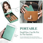 BS-MALL Travel Makeup Brush Set Foundation Powder Concealers Eye Shadows Makeup Set with LED light Mirror 14 Pcs (Green)