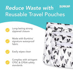 Bumkins Travel Bag, Toiletry, TSA Approved Pouch, Zip Bag, Quart Size Airline Compliant, Clear-Sided, Baby, Diaper Bag Organization, Makeup, Accessories, Packing, Set of 3 Sizes, Black Hearts