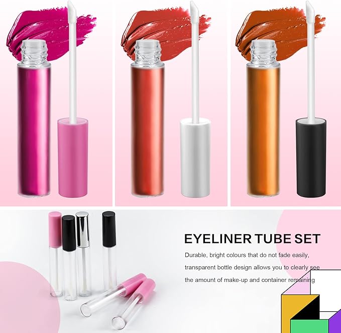 Bercoor 30 Pack Lip Gloss Tube, 10ml Empty Refillable Lip Balm Bottle Clear Plastic Lip Gloss Container with Rubber Stoppers for DIY Makeup, Personal Cosmetic, Black, Sliver and Pink