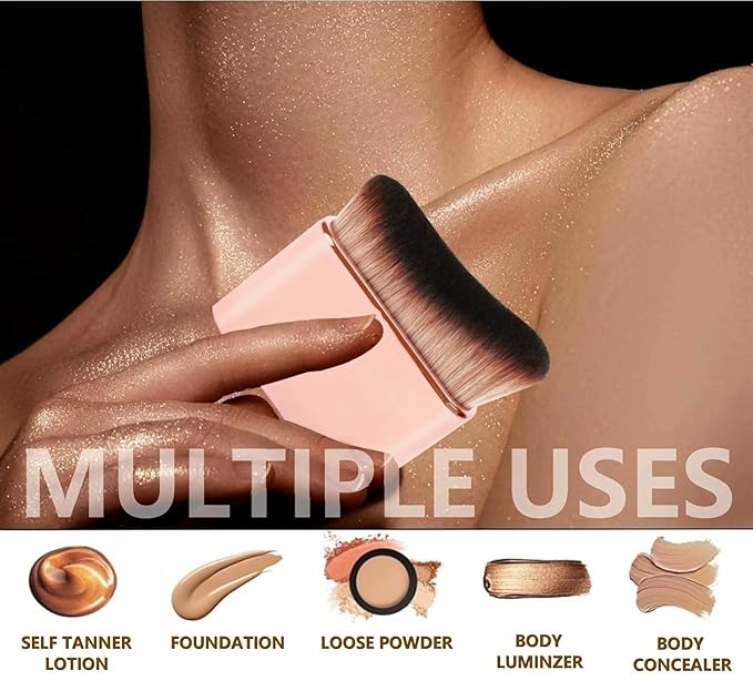 Body Makeup Brush, Self Tanner Brush, Kabuki Brush for Body, Tanning Brush for Tan, Body Makeup Brush for Leg, Bronzer Brush Makeup Brush, Fake Tan Tanning Brush (Pink Rose Gold)