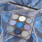 9 Colors Blue Silver Matte Shimmer Eyeshadow Palette for Eye Makeup,High Pigmented White Gray Eye Shadow Primers Powder Palet de sombras de ojos