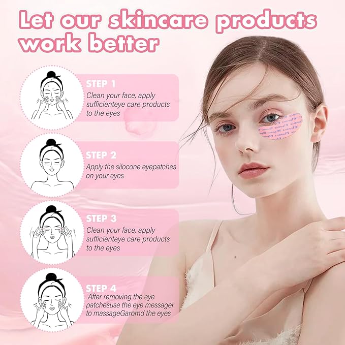 Under Eye Patches Silicone, 3 Pairs Reusable Under Eye Patches With Metal Eye Cream Applicator, Reusable Under Eye Mask Eye Pad For Minimize Fine Lines Wrinkles, Visible Metal Case