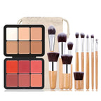 6 Colors Cream Blush Palette + 6 Colors Concealer Cream Contour Palette, Carla Secret Makeup Palette, Foundation Palette with 11 Pcs Makeup Brush Set, Long Wearing Blendable Full Coverage
