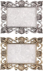 2pcs Resin Nail Art Palette, Nail Art Painting Palette Gold Silver Copper Mixed Color Vintage Photography Props Nail Gel Color Makeup Display Board Nail Art Cosmetic Mixing Tools