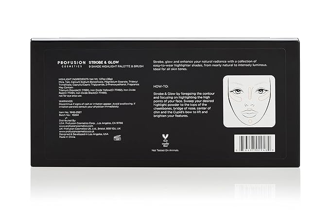 Profusion Cosmetics Professional Artistry Pro Strobe and Glow Highlight Palette Face Cheek Diamond Shimmer Glitter Highlighter Makeup Palette Powder iluminadores