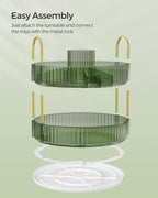 SONGMICS Makeup Organizer, 2-Tier Round Rotating Skincare Organizer Countertop, Customizable, Toiletries Vanity Organizer, Lazy Susan, Gift, Pale Green UJKA012C01