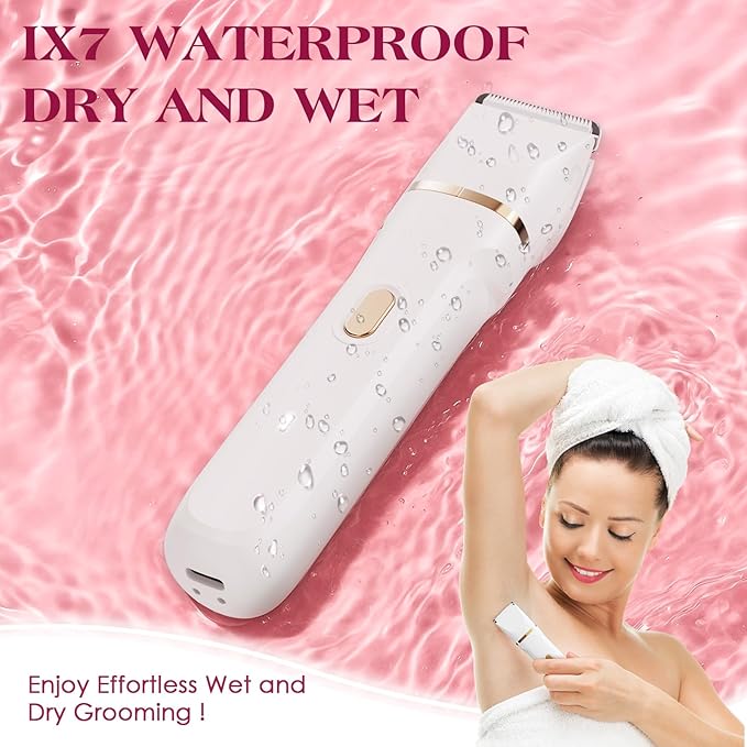 Bikini Trimmer for Women - 5 in 1 Electric Razors for Ladys Pubic Facial Nose Body Leg Hair Removal, Waterproof Electric Shaver for Women Private Area Sensitive Skin, Personal Hair Trimmer