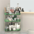 3 Tier Corner Bathroom Organizer Countertop, Vanity Makeup Organizer with Brush Holder, Space-Saving Skincare Storage Corner Shelf for Bathroom, Dressing Table, Kitchen