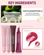 Tinted Lip Balm-1Pcs Rose Gray Peptide Hydrating Lip Tint Moisturizer,Jelly Glossier Lip Treatment Balm,Non-Stick Lip Care Glow Reviver Lip Oil, Yummy Glowy Lip Gloss, Thanksgiving Makeup for Women-02