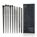 Jessup Eyeshadow Brush Set, 10Pcs Eye Makeup Brushes Professional for Blending Eye Shadow Liner Crease, Duo-end Brow Brush, Elegant Black T337