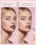 KIMUSE Peel Off Lip Stain, Long Lasting Lip Stain Peel Off with Tweezer, Waterproof Lip Liner Stain, Transfer-Proof, Highly Pigmented Color, Matte Finish