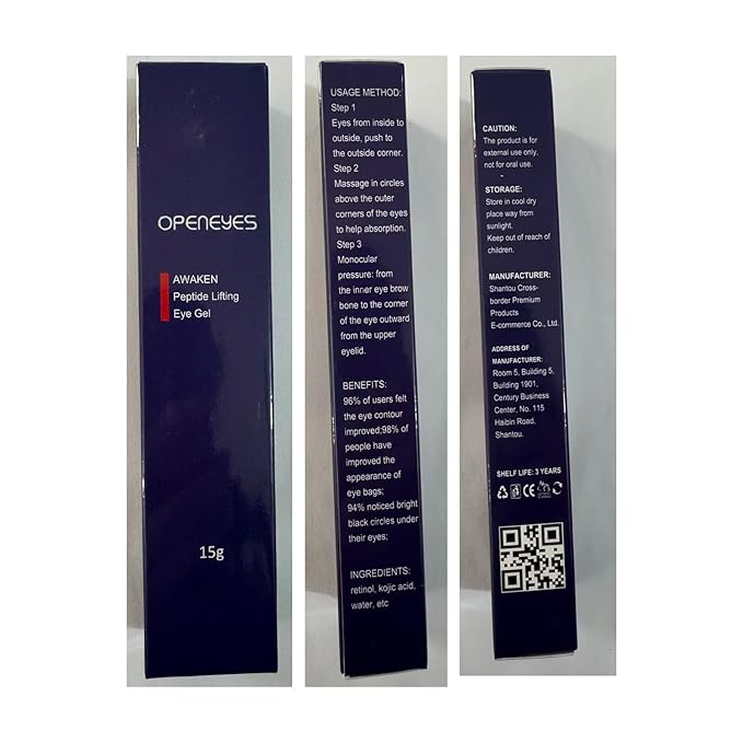 Open eyes awaken peptide lifting eye gel,peptide eye lifting gel,Reduces Dark Circles, Dark circles Hydrating firming Eye cream (2PCS)