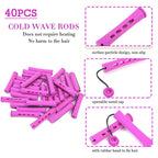 YOROSTAR Perm Rods Set for Natural Hair 40pcs Plastic Cold Wave Rods for Long Short Hair Rollers Large Hair Curling Rods for Women Purple