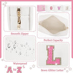 Initial letter patch makeup bag,