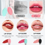 Unaone Lip Scrub Brush - 3 PCS Dual-ended Lip Scrubber Exfoliator and Silicone Lip Brush, 2-in-1 Silicone Lip Scrub Tool Lip Mask Applicator, Gentle Exfoliator & Applicator for Soft