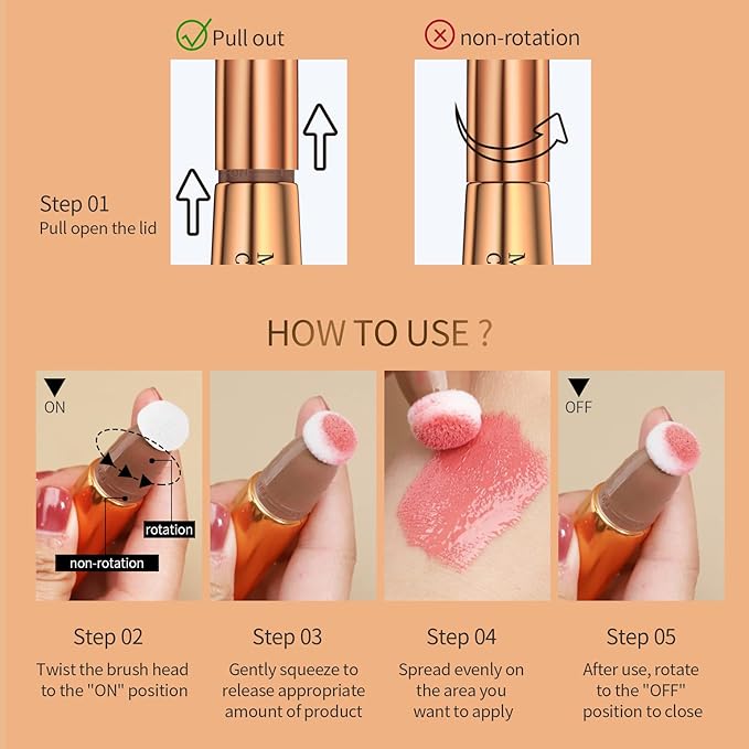 3PCS Liquid Contour Beauty Wand, Liquid Blush Highlighter Makeup Stick with Applicator, Cream Bronzer Stick Natural Matte Finish, Lightweight Blendable Cream Contour Highlighter Blush Wand