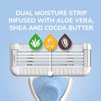 BIC EasyRinse Sensitive Anti-Clogging, Refillable Women's Razors With 4 Blades, 1 Razor Handle and 3 Refill Razor Cartridges Razor Kit