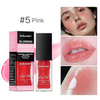 3 Colours Hydrating Lip Tinted Oil, Moisturizing Crystal Jelly Lip Gloss Ultra-Shiny Finish Soften & Smoothes Lips Texture Plumping Liquid Lipstick for Girls and Women