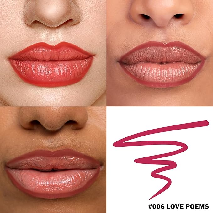 Peel Off Lip Liner Stain, Infused with Nourishing Ingredients & Vitamin E, Quick Set Lip Stain Peel Off Long Lasting For All Skin Types, #006 Love Poems