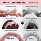 Umisleep 22 Momme 100% Mulberry Silk Heatless Hair Curler Set — Frizz-Free Hair Rollers for Women Long Hair, Overnight Heatless Curls, Upgraded Soft Flat Design with Clips & Scrunchies, Pink