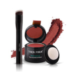 THICK FIBER Root Touch Up and Hairline Concealer for Thinning Hair Women - Water & Sweat Resistant Hair Loss Powder Set, Includes Brush (Red Brown)