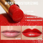Oulac Moisture Shine Red Lipstick for Women, 2 in 1 Shimmer Lipstick & Lip Balm, Hydrated Juicy and Glossy Lip Color for Dry, Cracked and Chapped Lips, Vegan 2.2g/0.07oz (S06)