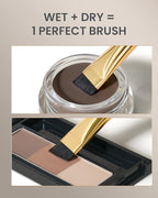 Desert Oak Series MicroBlade Angled Brow Brush - 11mm Ultra-Fine Nylon Bristles for 1mm Hair Strokes, Pomade/Gel/Powder Application, Bubinga & Brass (CM 190)