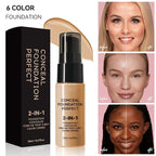 6 Colors Liquid Foundation Long-Lasting,Poreless Liquid Oil Concealer Foundation For All Skin Type,Waterproof & Sweat-Proof,Easy To Push Away,Flawless Finish Foundation,Balanced Skin Color