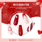MEFA 6 Colors Red Gel Nail Polish Set, Fall Winter Christmas Glitter Shades Sparkle Silver Champagne Love Times Tones Salon Decorations Nail Art Design at Home Manicure DIY Kit Gifts for Women Girl