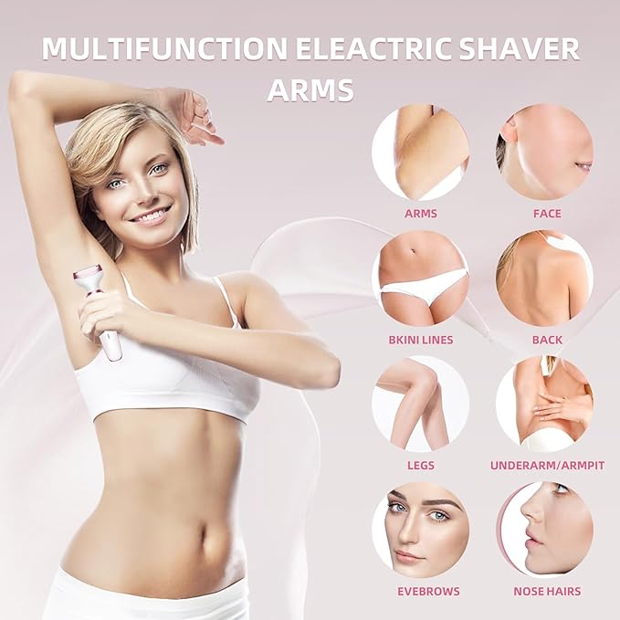 Electric Razors for Women, 4 in 1 Electric Women Shaver, Face Shavers Eyebrow Legs Armpit Bikini Area Pubic Underarms, Painless Facial Hair Removal Ladies Body Razors Set