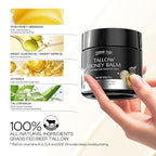 Beef Tallow for Skin: Tallow Honey Balm for Dry Skin - Organic Grass Fed Whipped Beef Tallow Moisturizer for Face Body at Home Travel 2Oz