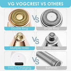 Rechargeable Eyebrow and Facial Hair Remover for Women - 2 in 1 Razor with Built-in LED Light for Painless Hair Removal