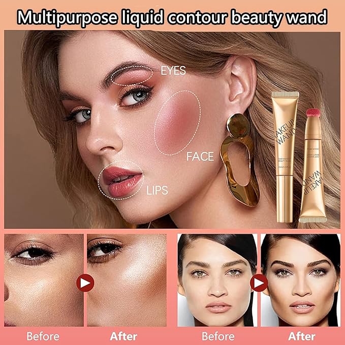 Summaryas Contour Wand & Blush Wands Duo - Blushs, Liquid Blush Wand for Women (Liquid blush stick, 15ml-03)