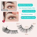 Lashes Wispy False Eyelashes Cat Eye Lashes Natural Look 3D Volume Fake Eyelashes Thin Band Lashes 12mm Natural Eye Lashes C Curl Siligli Lashes Pack 10 Pair