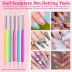 39 PCS Nail Art Brushes Set,Nail Art 3D Sculpting Pen Dotting Tools,Ombre Silicone Brush,Liner Brushes,Acrylic Brushes,Nail Art Palette with Gel Mixing Rod,Nail Design Kit for Home Diy & Salon