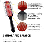 Classic Styling Curly Hair Brush. 9 Row Black Brush for Detangling, Separating, Shaping. For Women and Men Wet or Dry Hair.