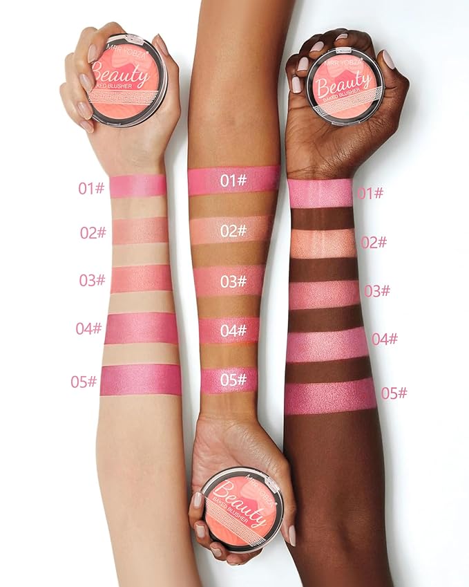 Flower Blush for Cheeks, Matte Shimmer Face Blush Powder, Eyeshadow Contour Multiuse Facial Make up Palette,Long Lasting Waterproof Embossed Blusher,Mother's Day Makeup Gift for Women-03#Rose Red