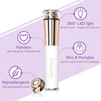 Portable Facial Hair Remover for Women – Painless, Fast & Precise Flawless Electric Razor & Epilator for Face, Lips, Chin Hair Removal – 18K Gold-Plated, 360° LED Light