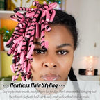 30PCS 9.45" Heatless Flexible Curling Rod, Skinny Small Flexi Rod Soft Twist Foam Hair Rollers for Tight Curl Women Girl Home Use Long and Short Hair (0.31 x 9.45 Inch, Pink#)