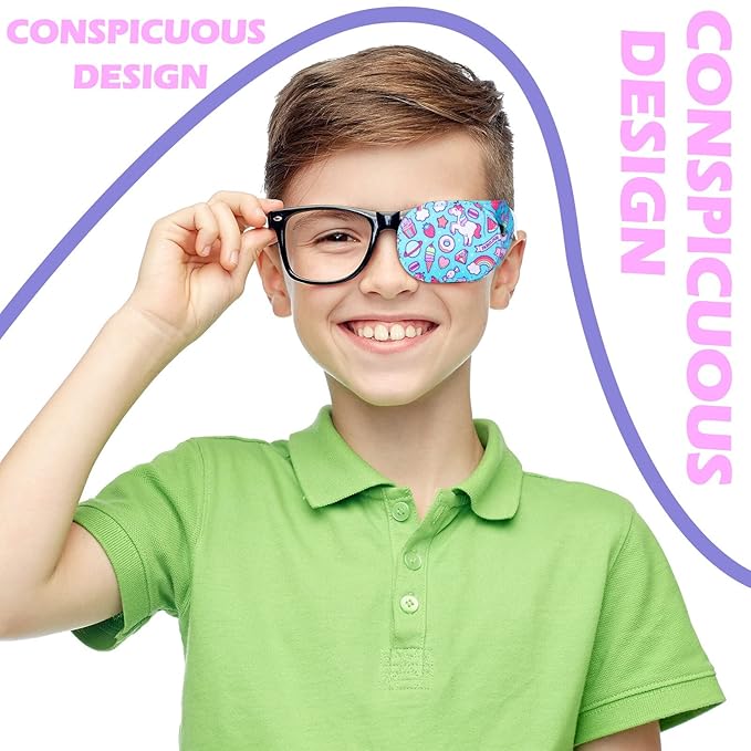 Newcotte 12 Pcs Eye Patch for Kids Girls Boys Reusable Eye Patch for Glasses over the Lens Colorful Eye Patch Toddler Eye Patch Adorable Kids Eye Patches Assorted Eye Patch Cover (Graceful)