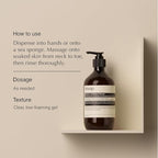 Aesop Geranium Leaf Body Cleanser | For All Skin Types To Cleanse Without Drying Out | Geranium Leaf, Mandarin Rind, Bergamot Rind | 16.9 oz / 500mL